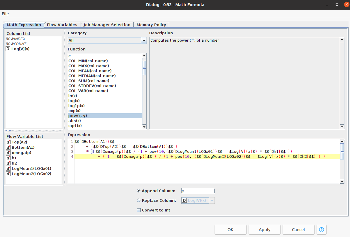 Computing a funtion in KNIME - KNIME Analytics Platform - KNIME ...